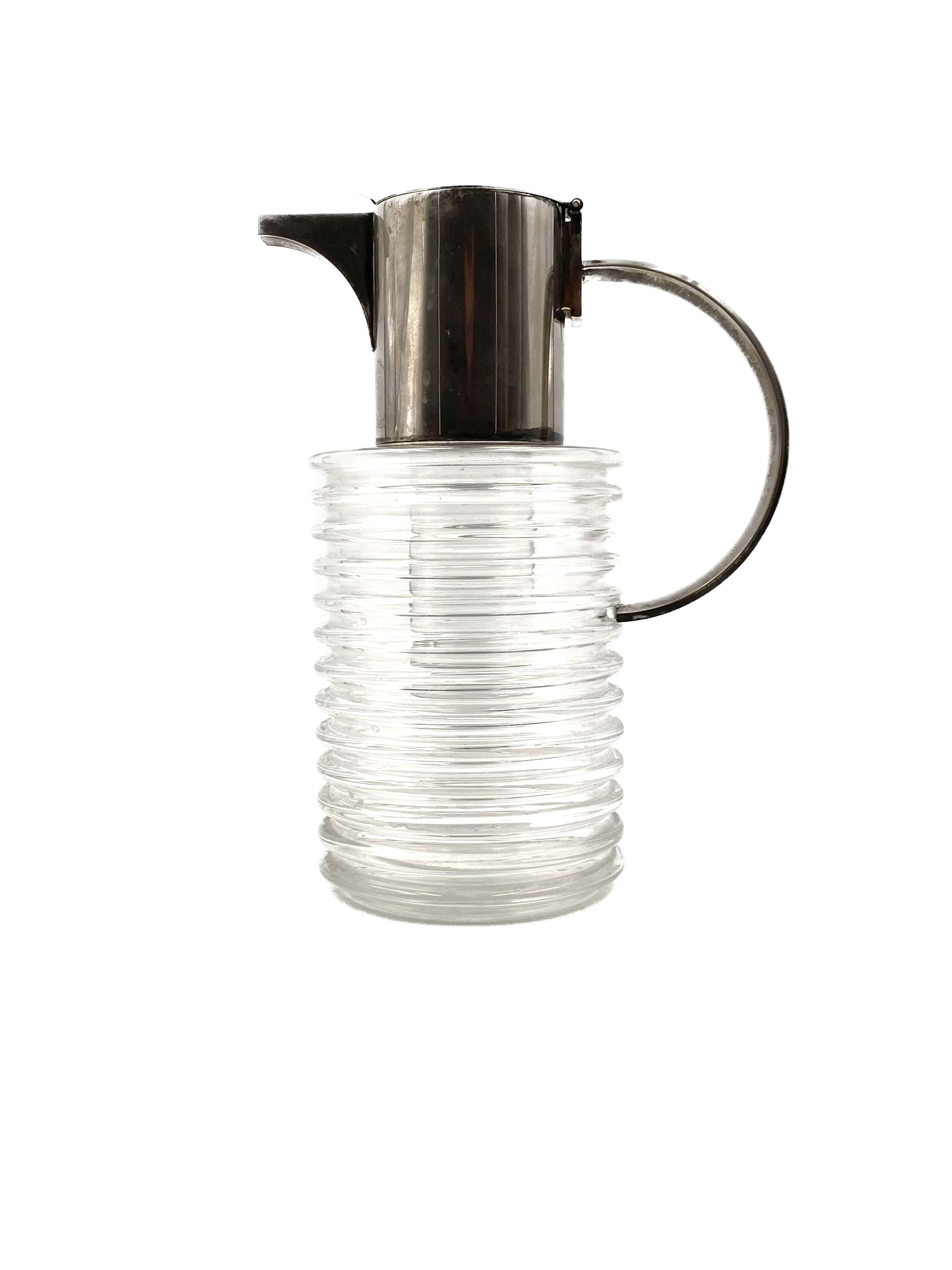 Sergio Asti silverplated and glass jug  Arnolfo di Cambio 1968