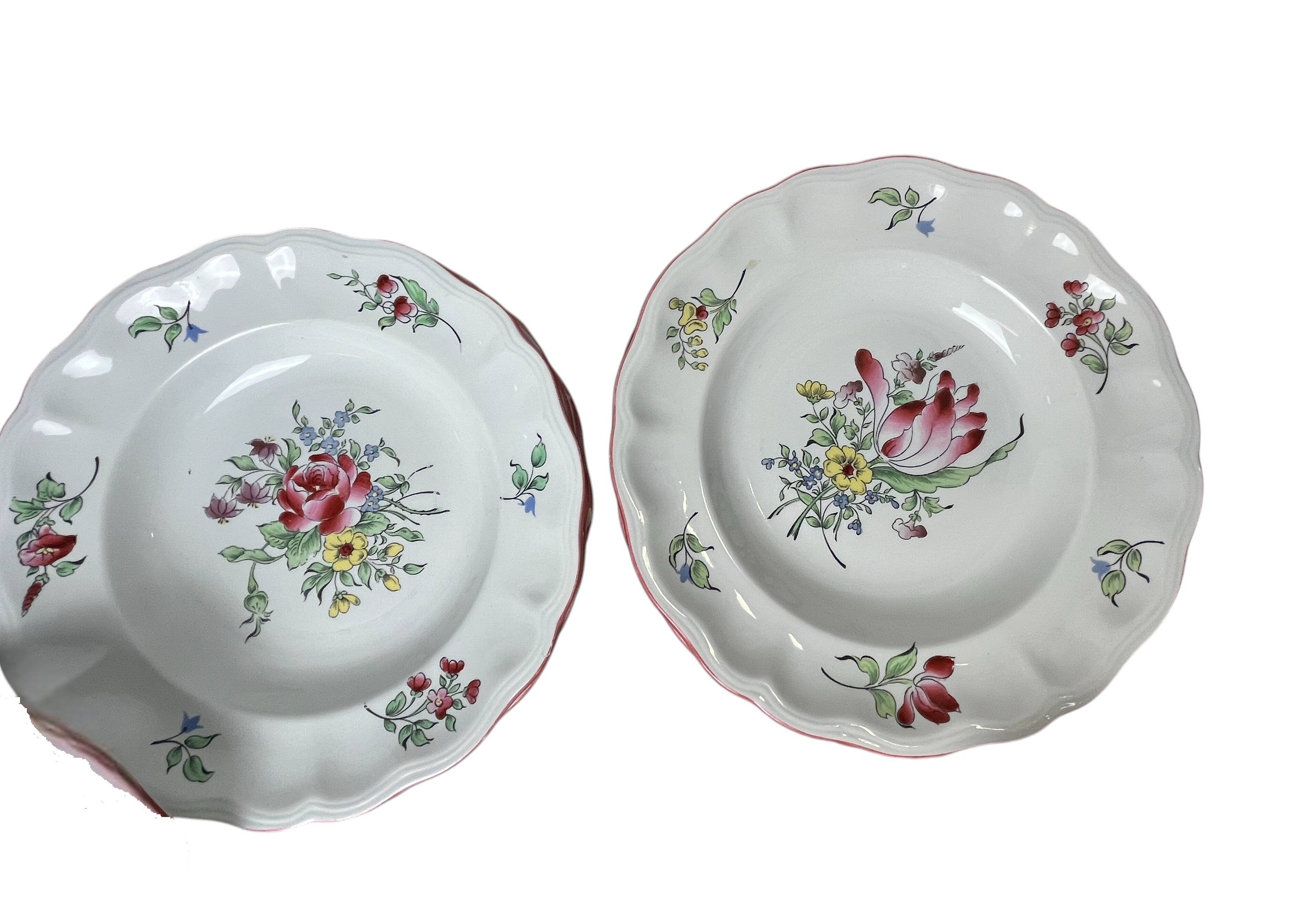 42-piece Lunéville KG tableware set with floral decoration, 20th century
