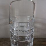 Vintage glass ice bucket with metal handle