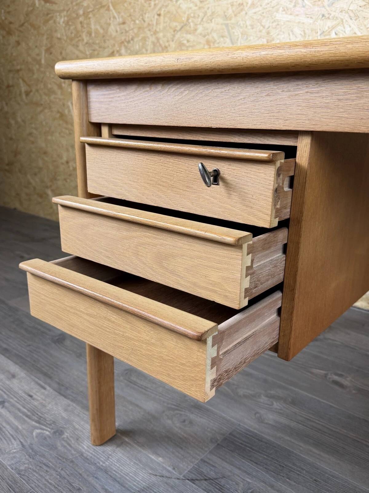 1960s 1970s Oak Writing Desk Sliding Top by Peter Løvig Nielsen for Løvig