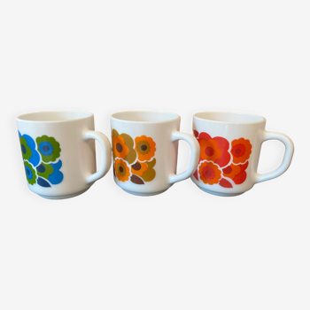 Lot de 3 mugs tasses arcopal France