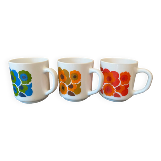 Lot de 3 mugs tasses arcopal France