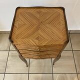 Louis XV style bedside table, restored, rosewood marquetry