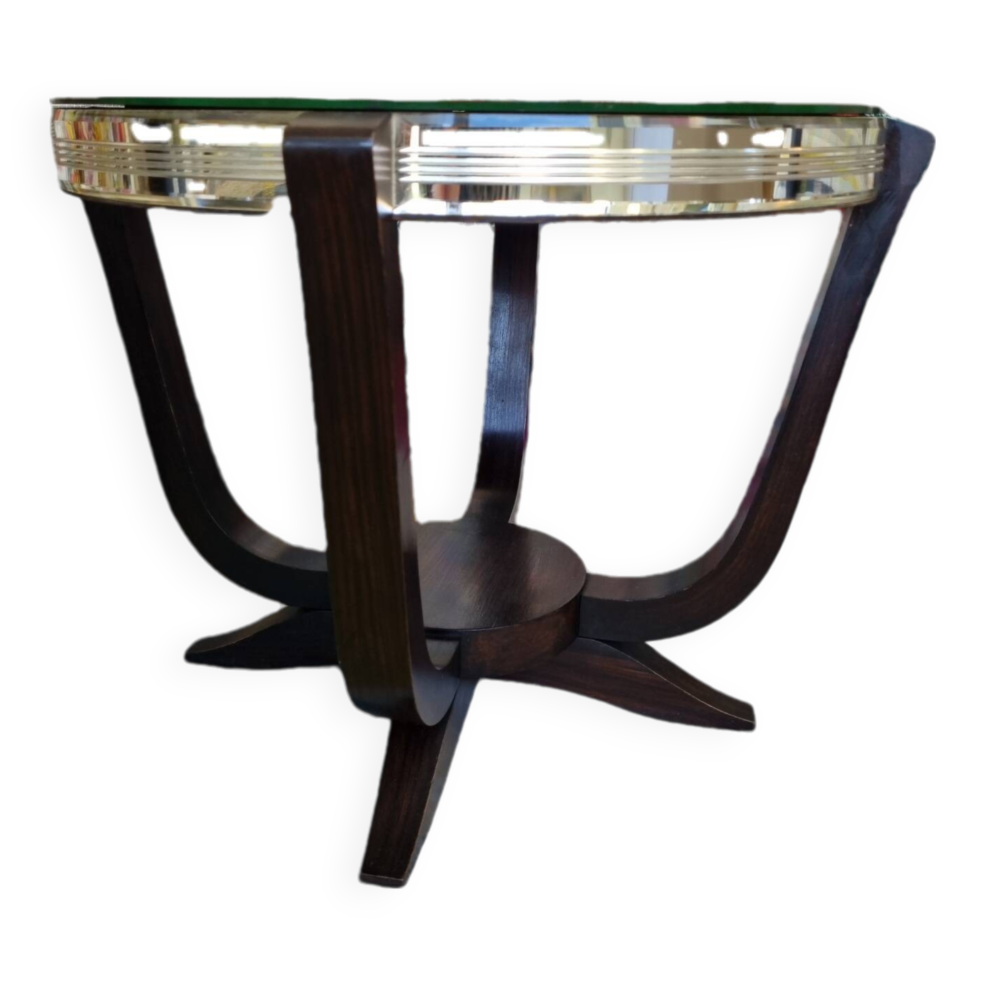 Table Basse Carrée Style 70's – Chromé – Alu Chromé – 65x65x50 Cm – Bon état