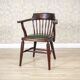 Early-20th Century Beech Desk Chair with Leather Seat, 1950s