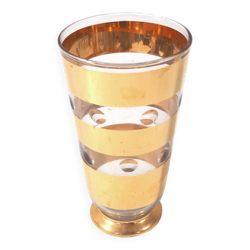 Vase verre bandes or