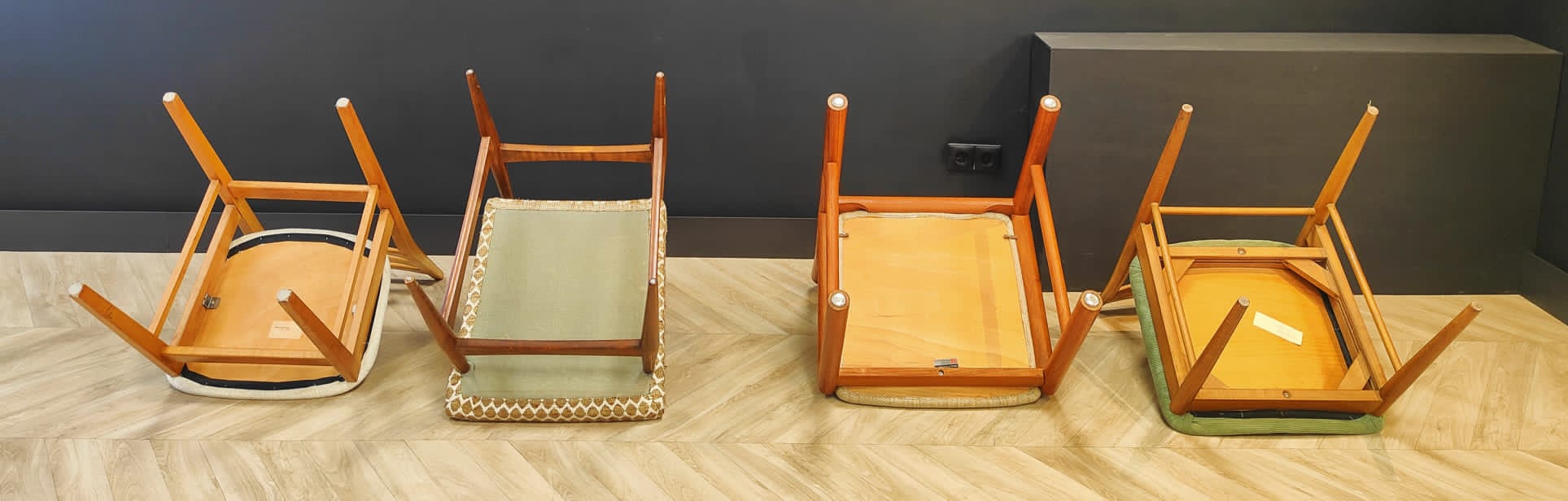 Four mid century chairs vintage