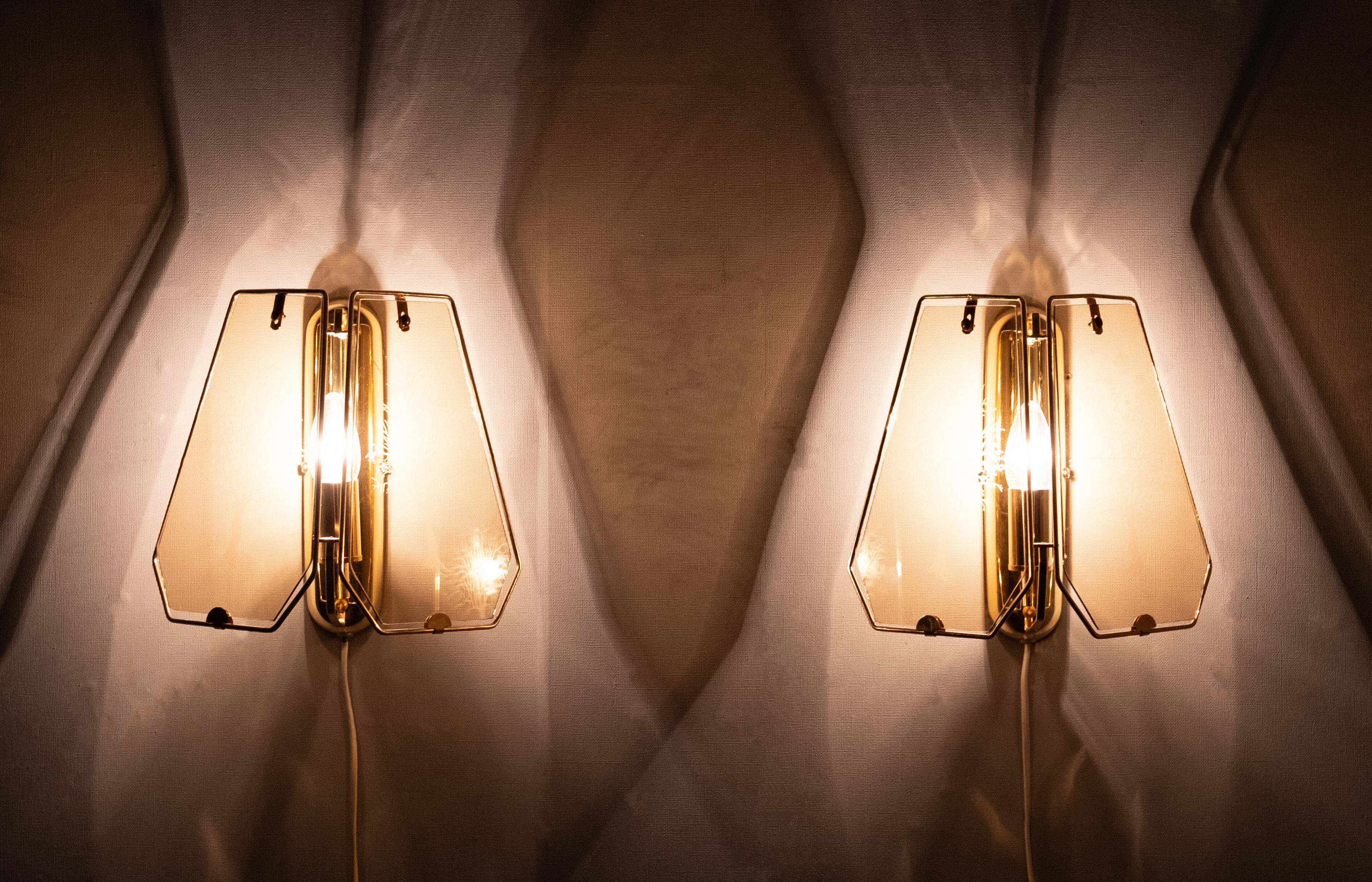 Hollywood Regency Brass Wall lamps 1970s