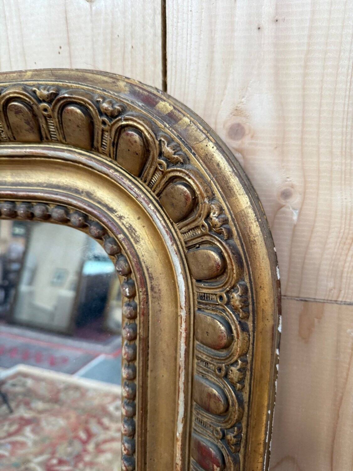 Louis Philippe mirror gilded with gold leaf, mercury mirror from the 19th century.