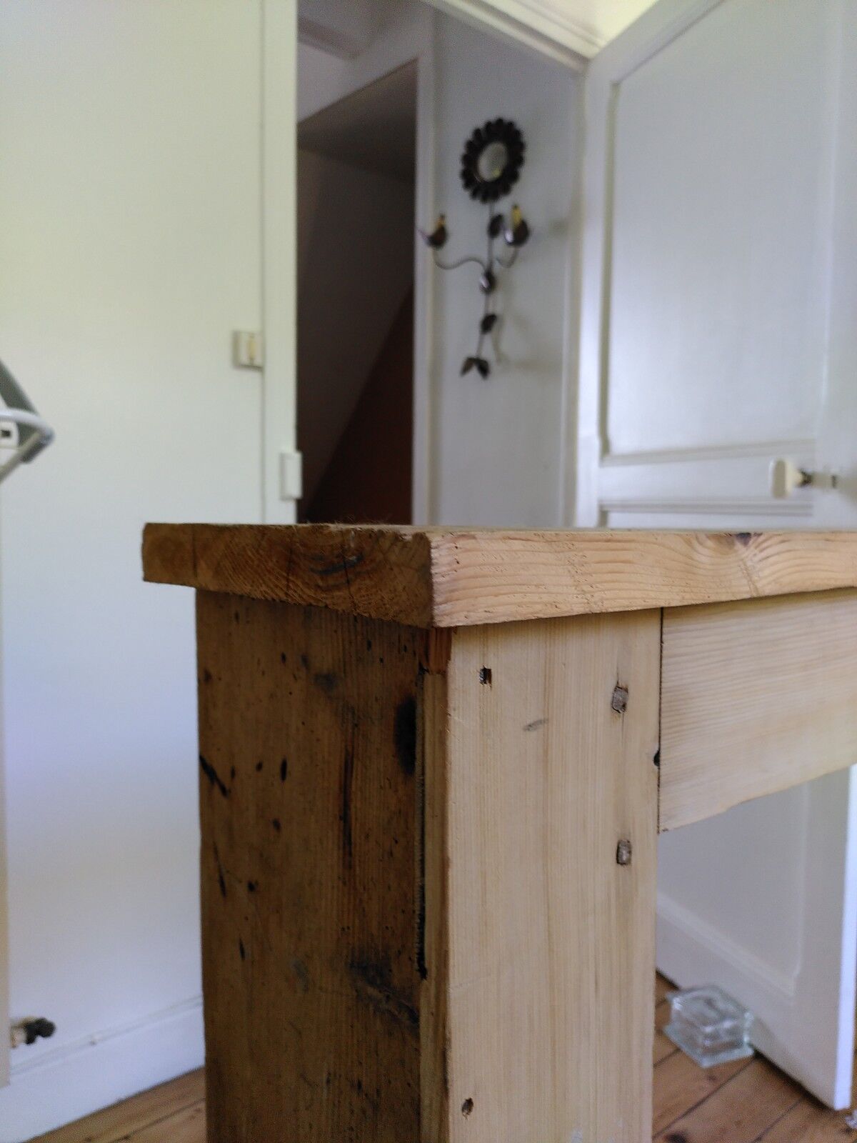 Wood fireplace mantle