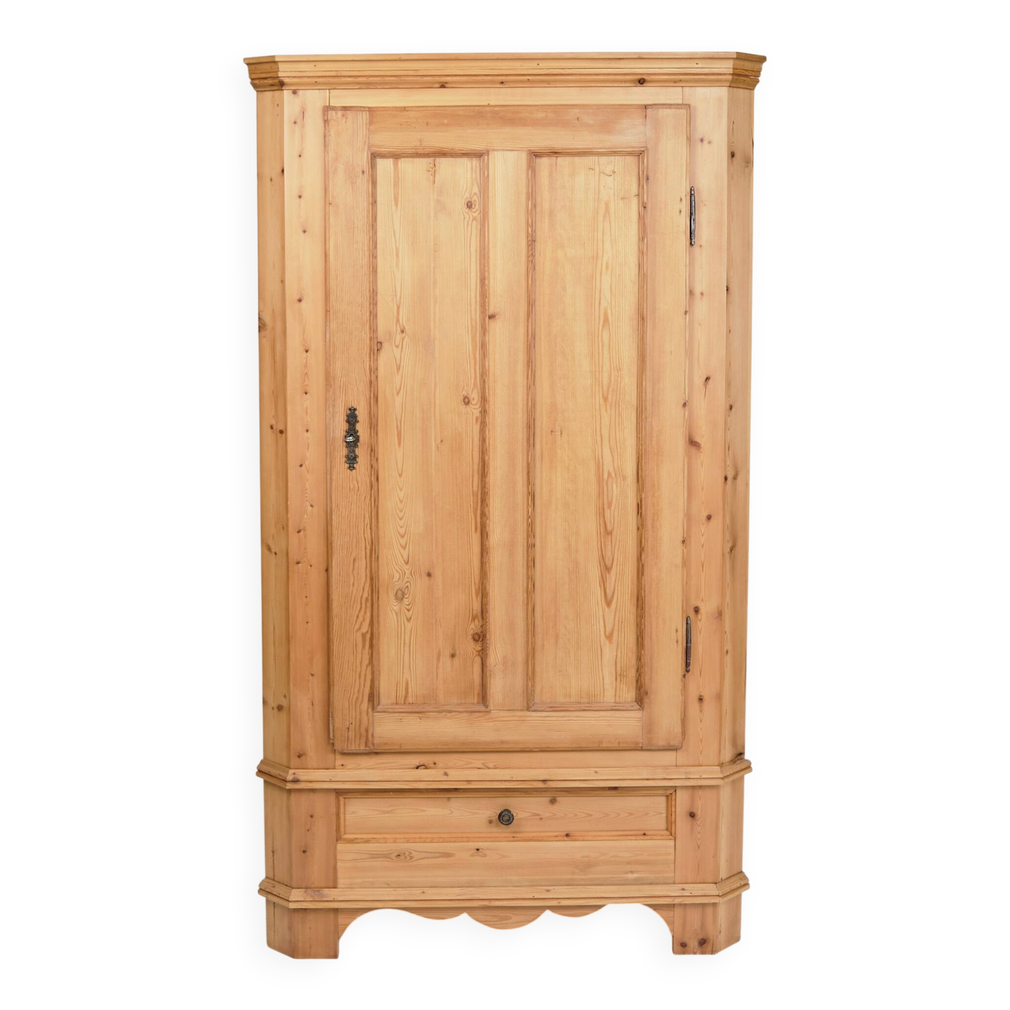 Antique corner cabinet - solid pine - brass fittings - 1920s