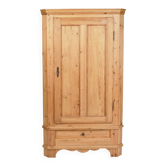 Cabinet d'angle ancien - pin massif - ferrures en laiton - années 1920