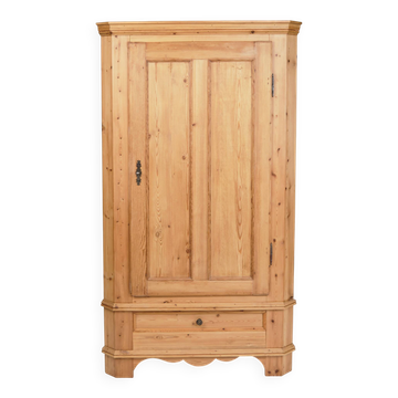 Antique corner cabinet - solid pine - brass fittings - 1920s