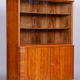 Art deco walnut bookcase, well-preserved original condition, czechia, 1950s