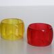 Colorful towel rings made of translucent plastic, vintage