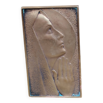 Plaque bronze de la vierge marie par max le verrier