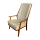 Fauteuil vintage années 1960 scandinave en noyé tissu écru d'origine