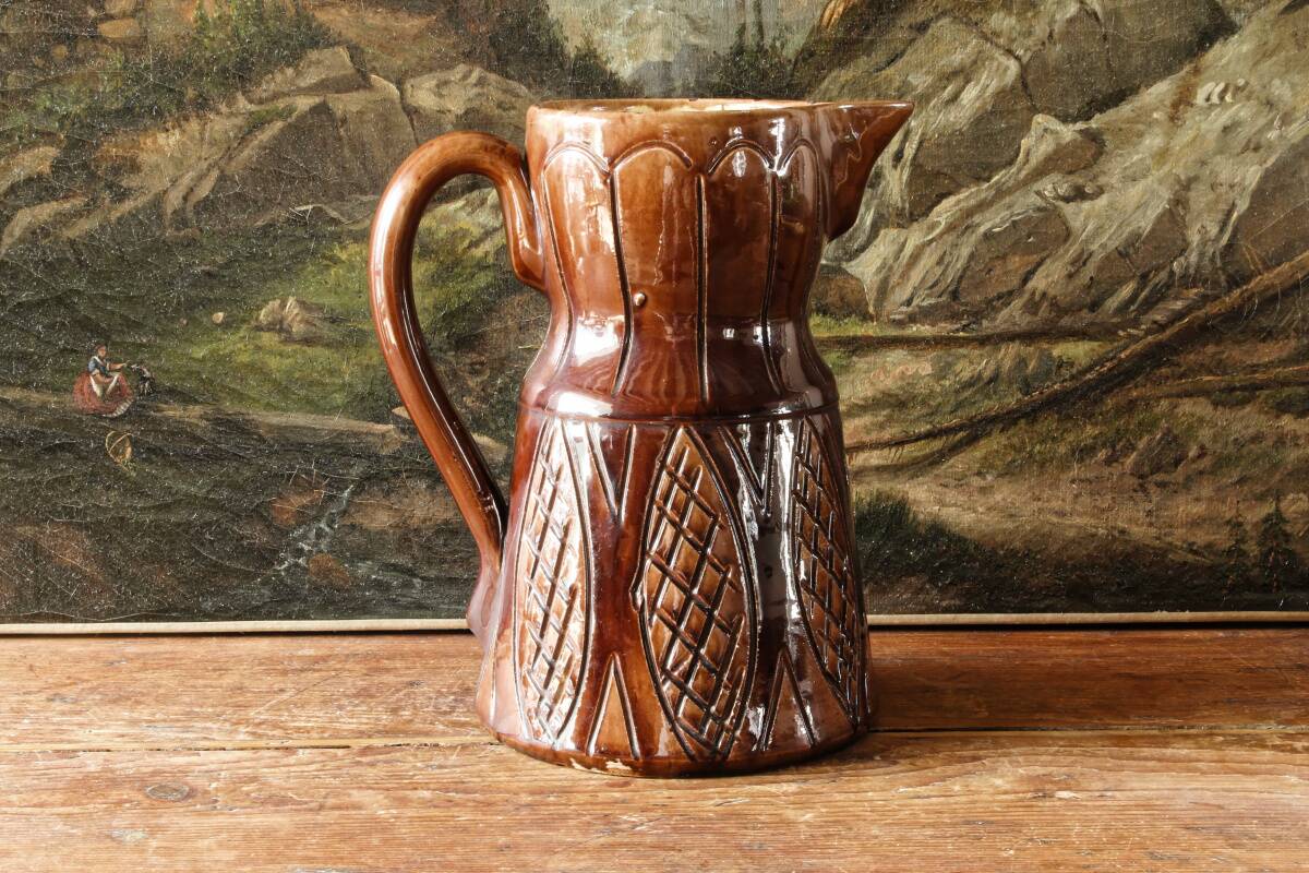 Large modernist glazed earthenware jug, 1950s