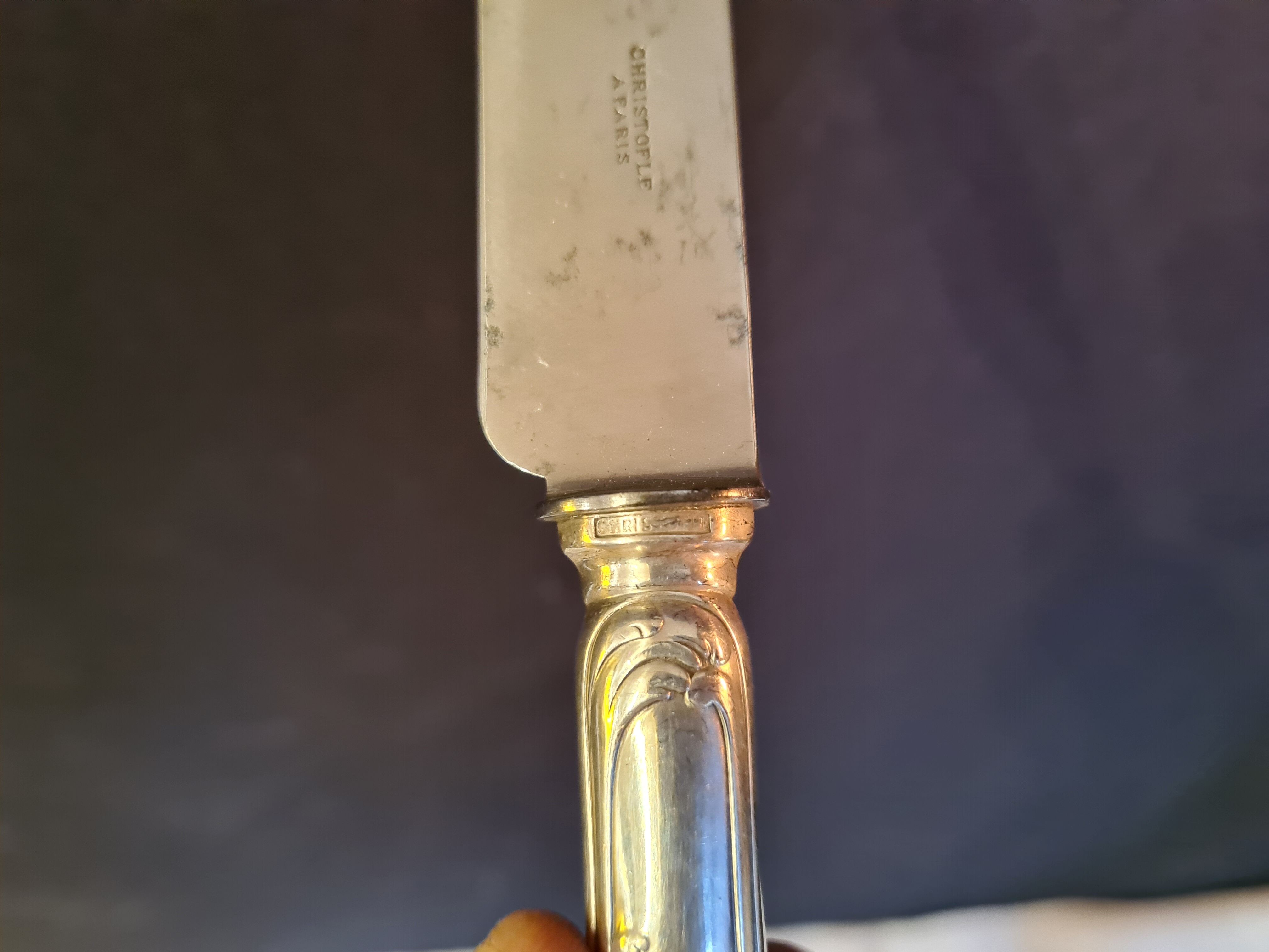 Box of 10 silver metal knives Cristofle