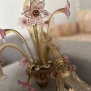 Murano glass chandelier Venetian flowers, circa 1950/1970 pink yellow