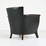 Otto Schulz leather club chair, for Boet. Sweden, C.1940