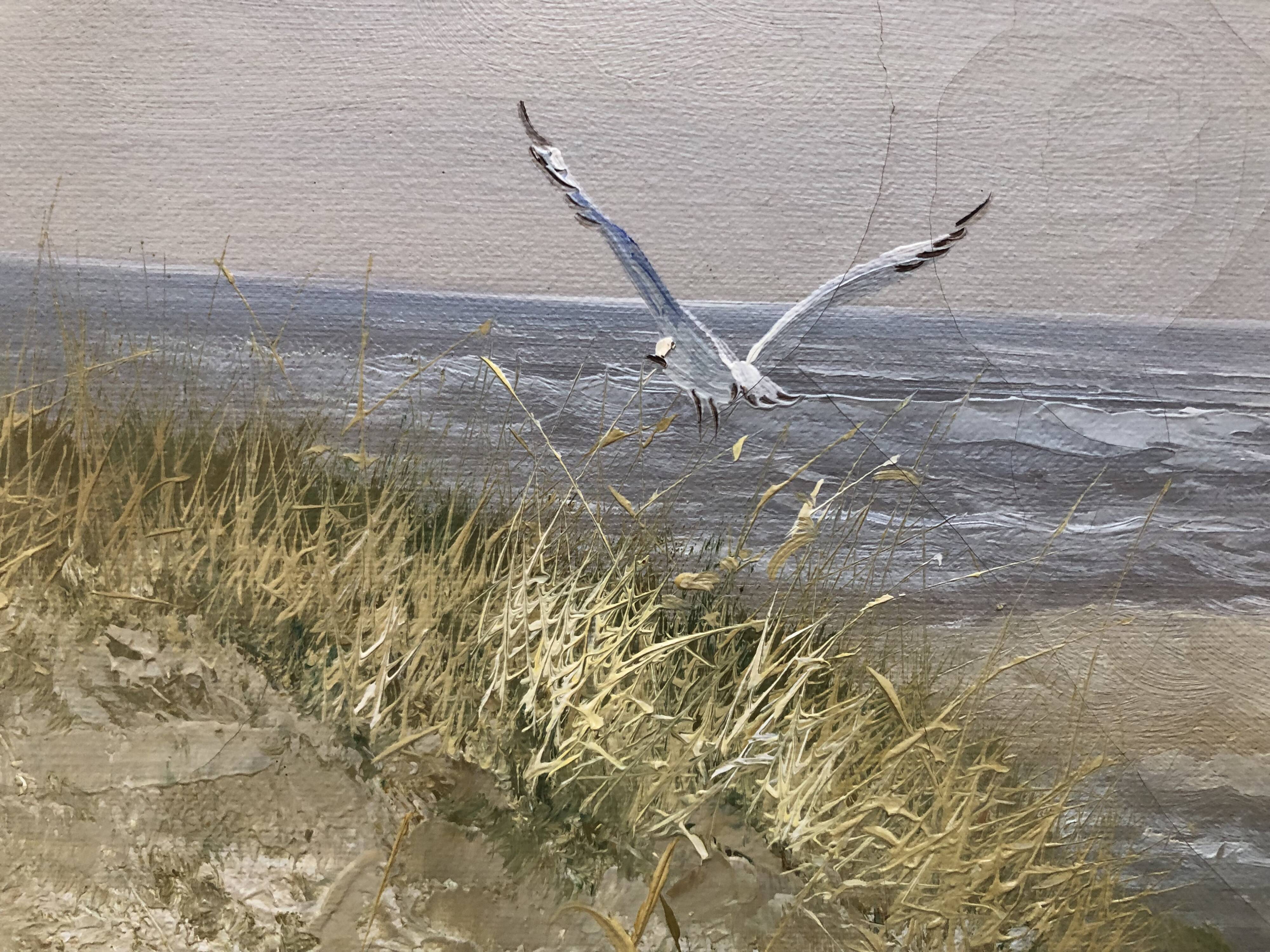 Painting oil on canvas the lighthouse circa 1950 / 60k by karl neumann, seascape, marine sea wave ba