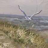 Painting oil on canvas the lighthouse circa 1950 / 60k by karl neumann, seascape, marine sea wave ba