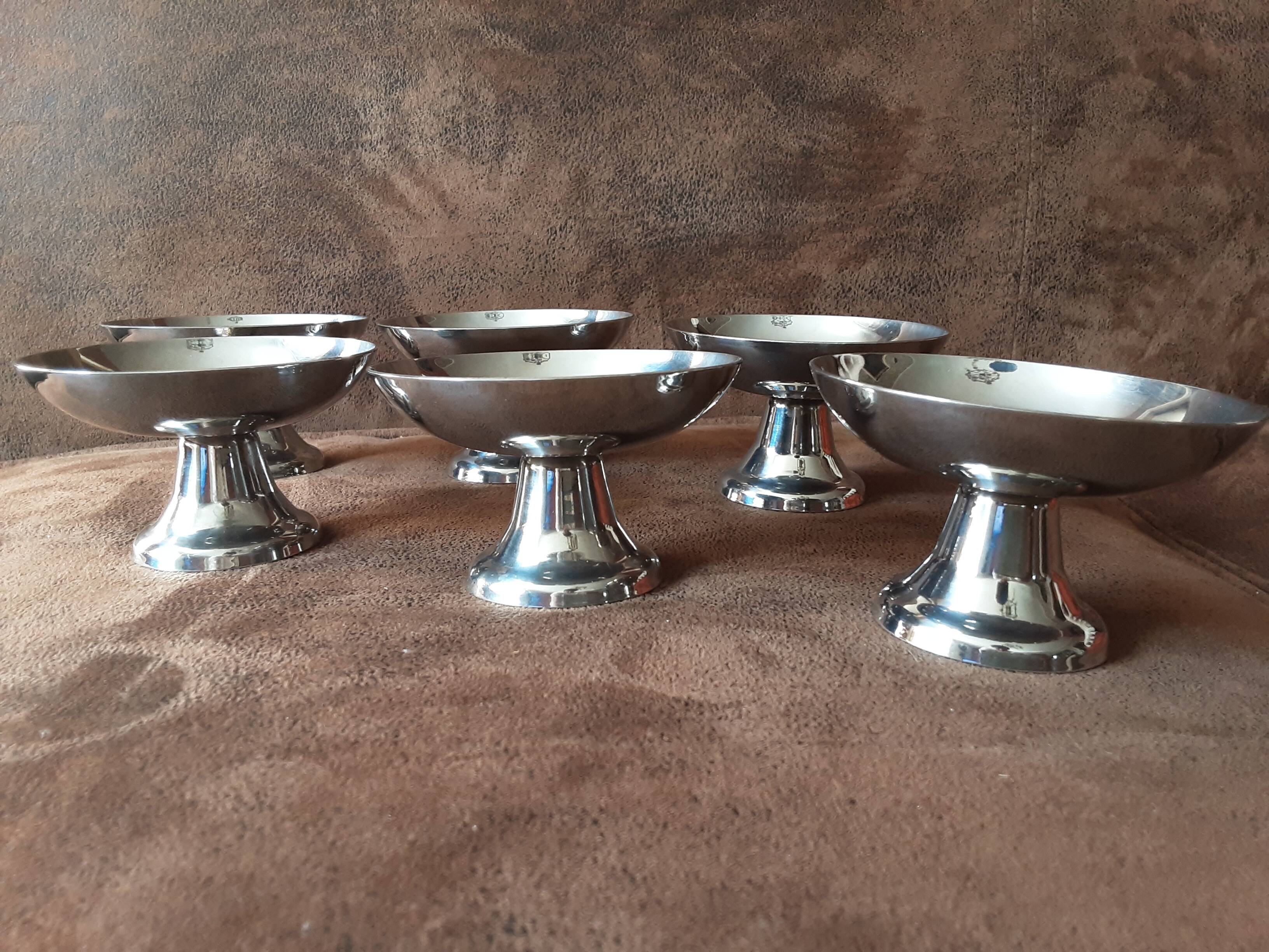 Lot de 6 coupes sur pied métal