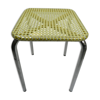 Tabouret scoubidou jaune et blanc