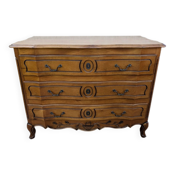 Commode en merisier massif style Louis XV en arbalète – Très bon état