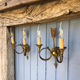 French neoclassical antique wall sconces  highly detailed with hunting horn and arrow motif hunting
