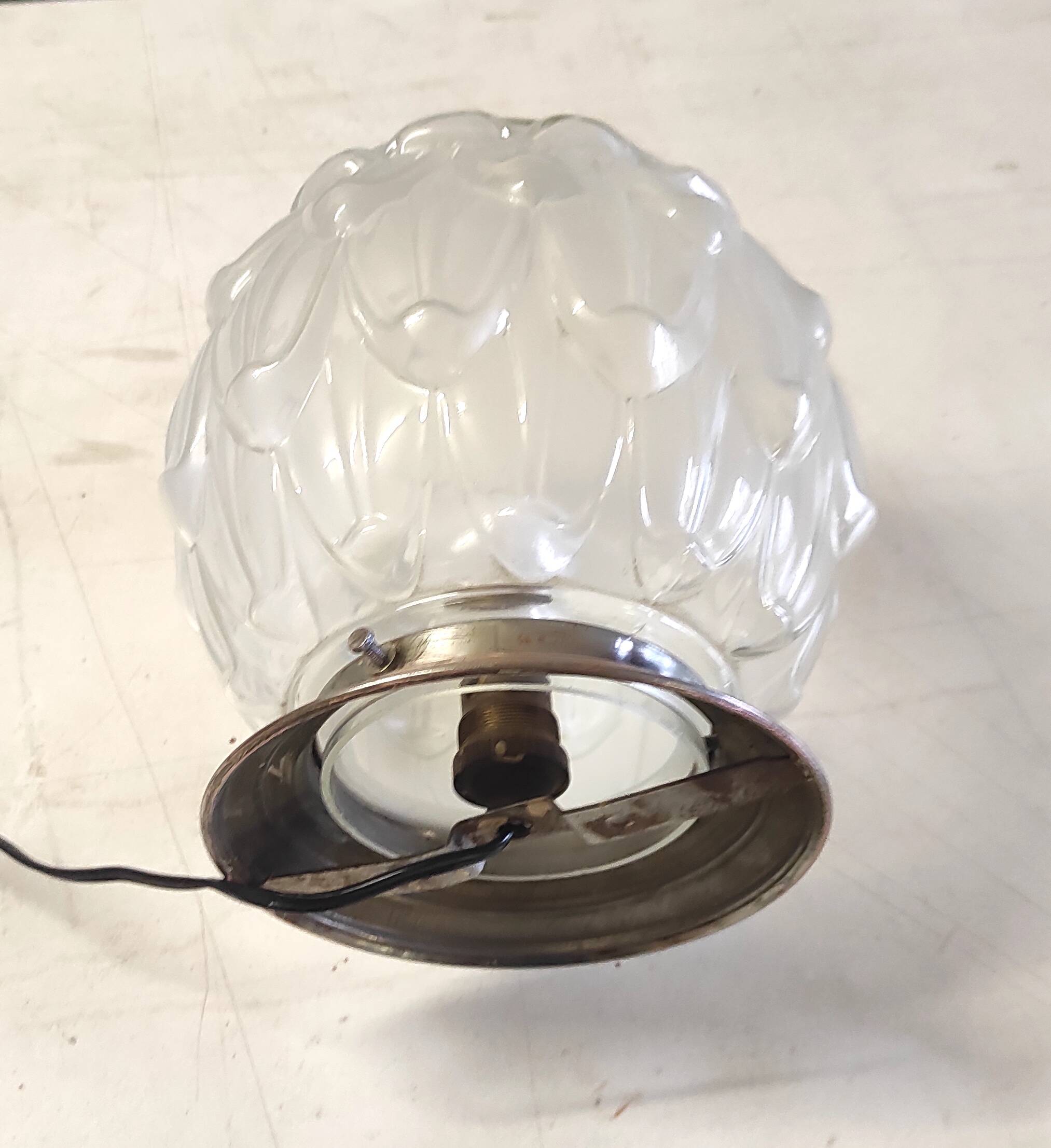 Plafonnier, lampe à poser de style Art déco en verre et aluminium, milieu XXème