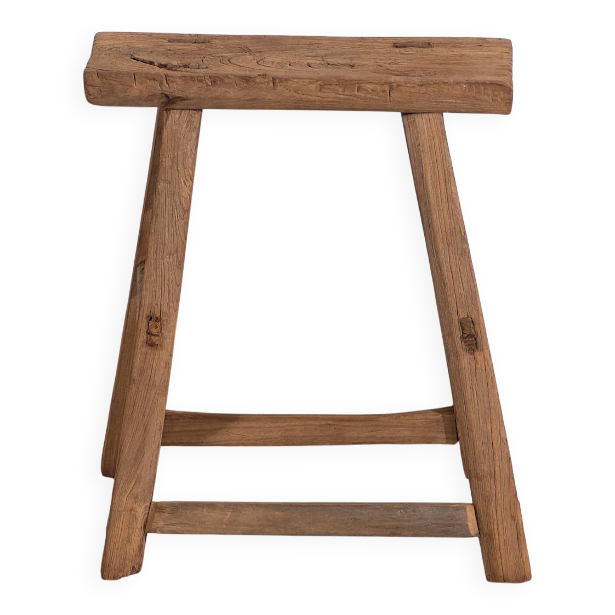 Large antique solid wood stool (c.1900)