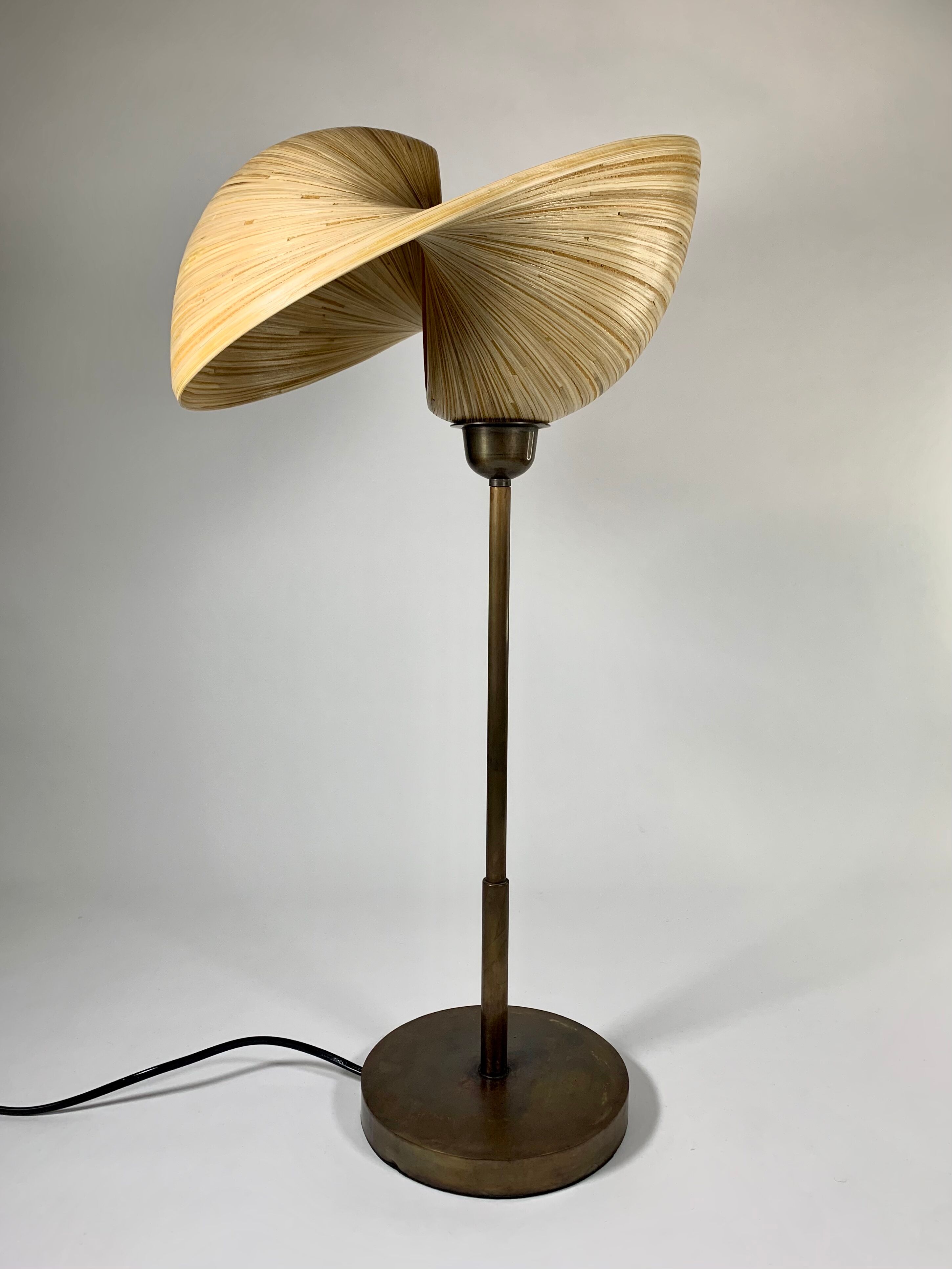 Table lamp in bronze and bamboo Dutch design