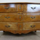 Louis XV period curved chest of drawers in elm and marquetry fillets circa 1750