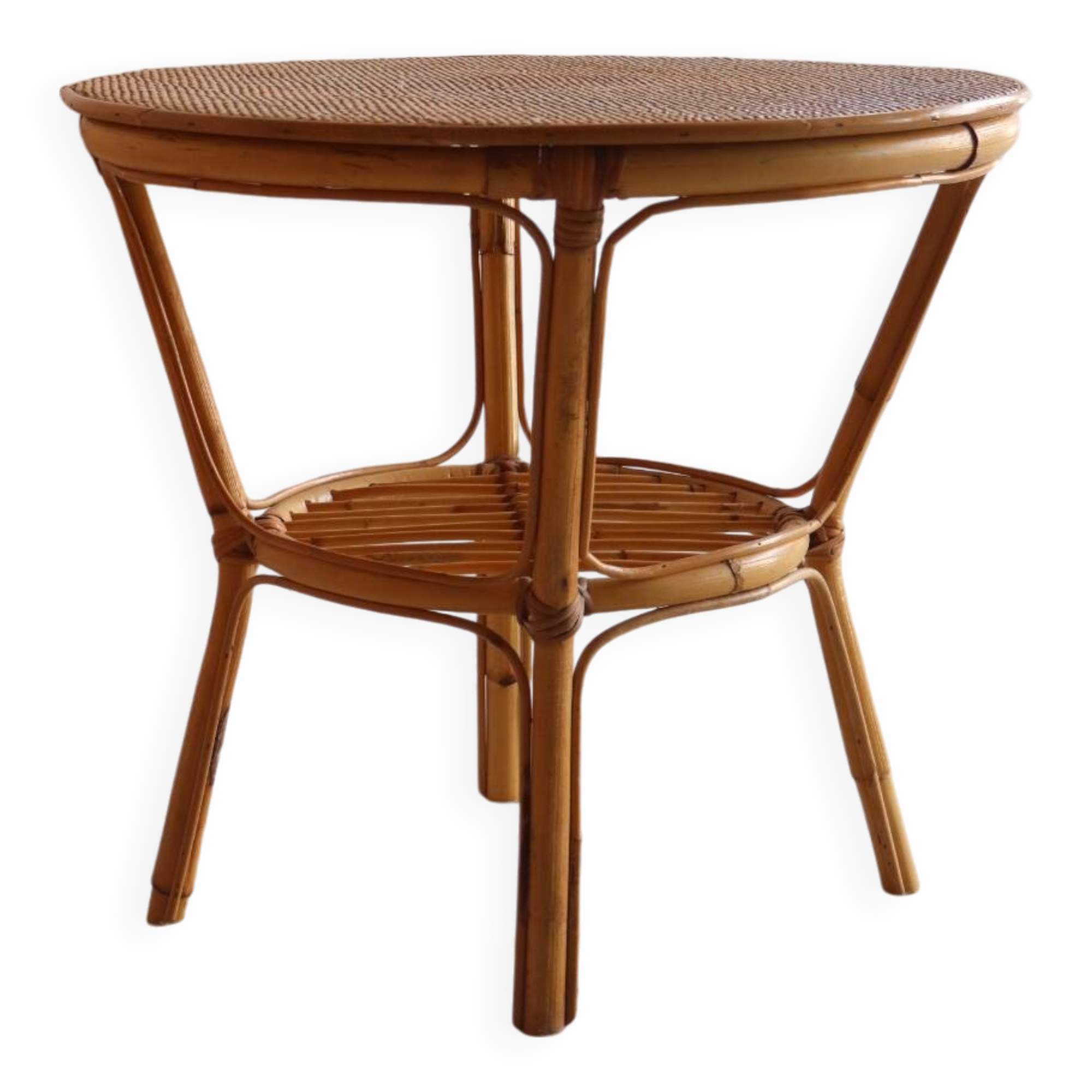 Vintage Rattan Round Coffee Table