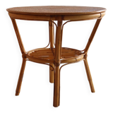 Table basse ronde en rotin vintage