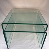 Set 2 glass nesting tables 1980