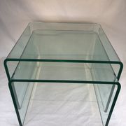 Ensemble 2 tables gigognes en verre 1980