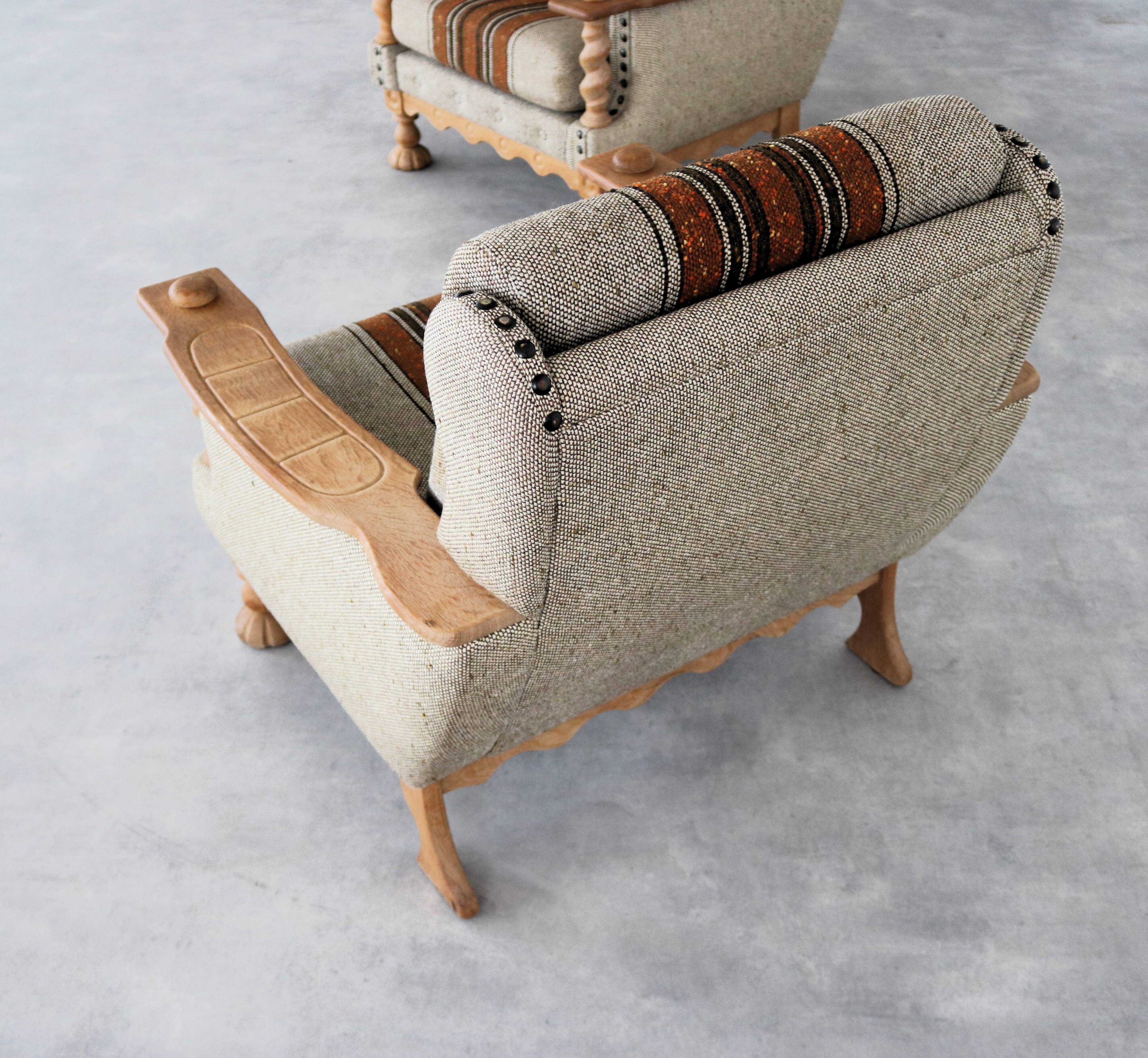 vintage brutalist oak armchair