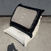 100% authentic Ligne Roset Togo 1-seater + pouf original leather Black & White