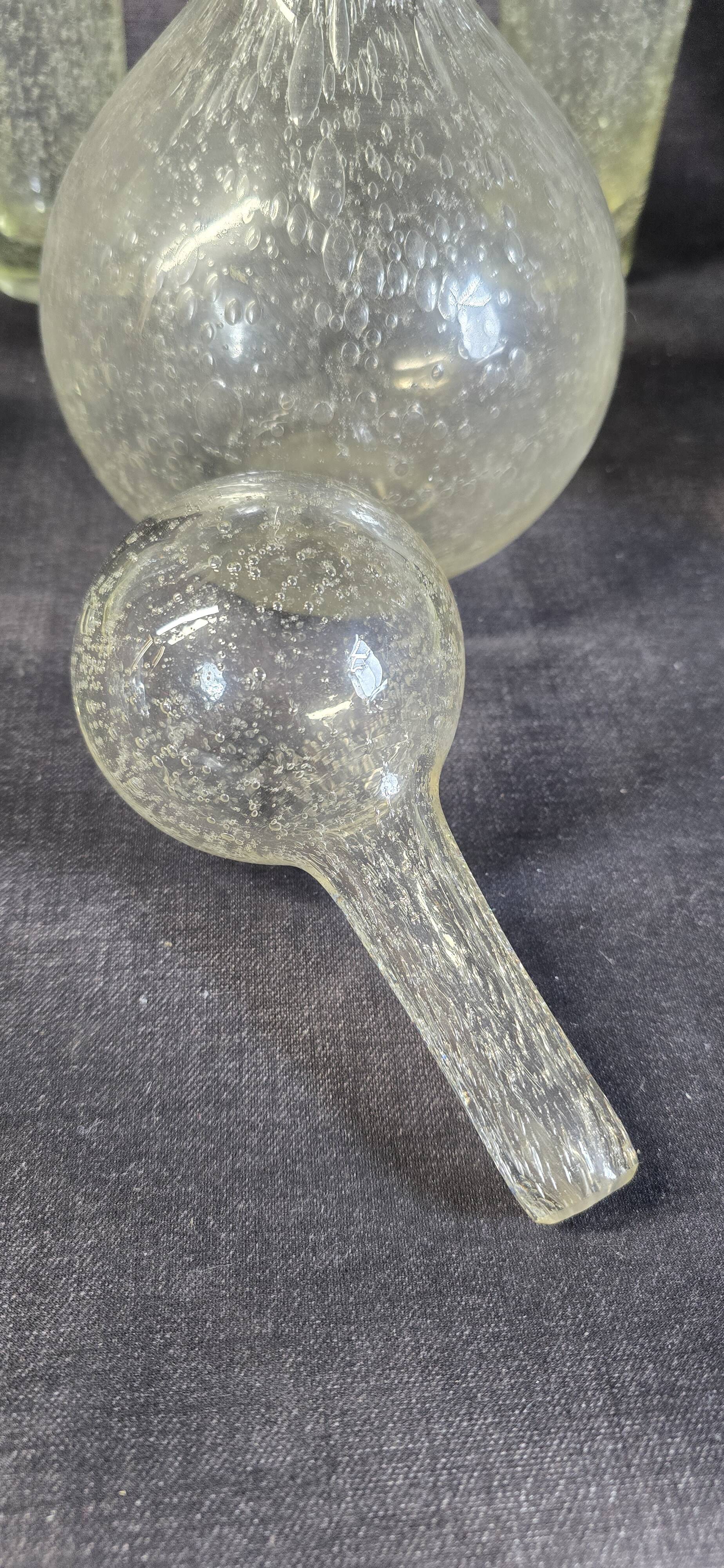 Set of bubble glassware from Biot – carafe, glasses, and ice bucket – 1960s