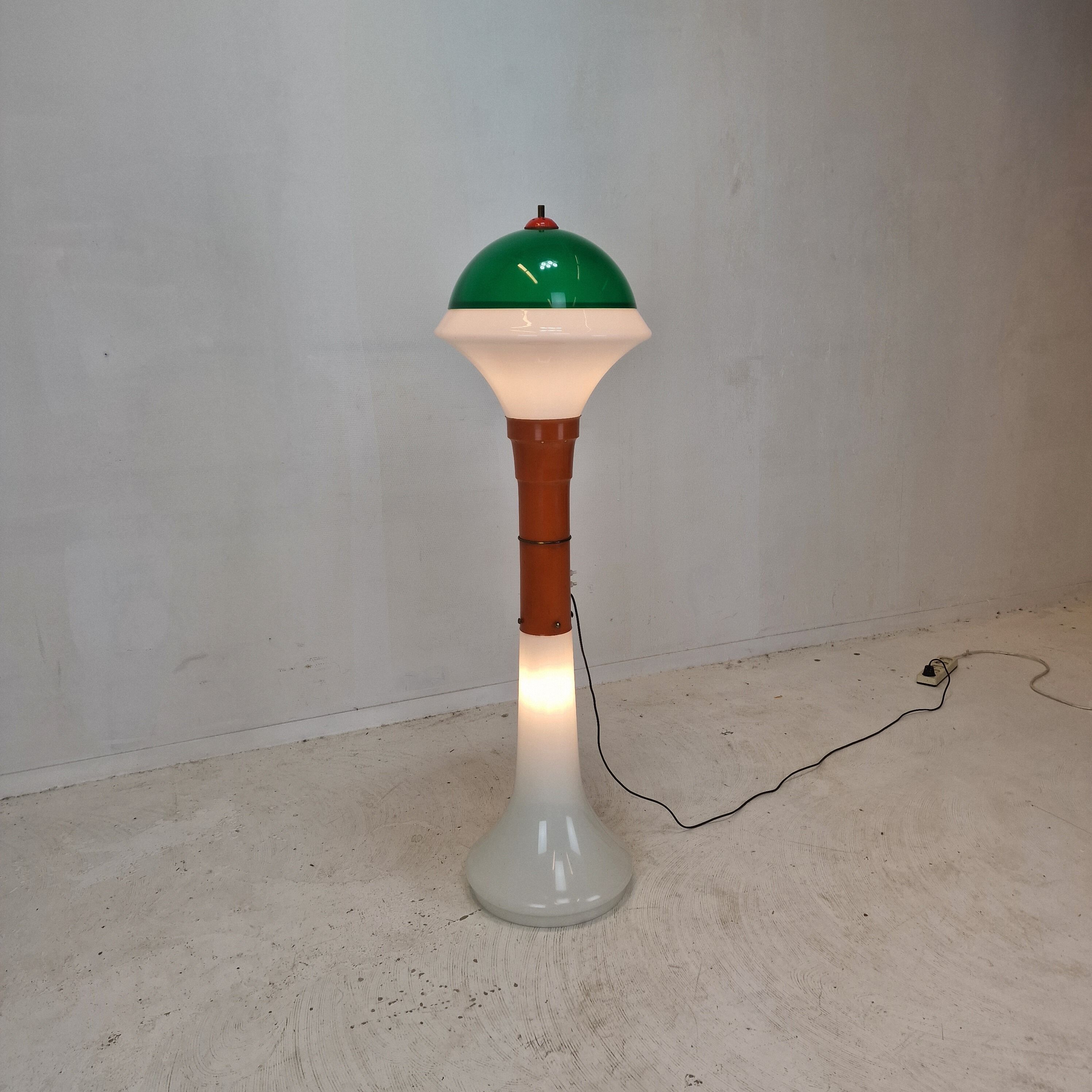 Italian Space Age Murano Glass Floor Lamp, 1970s