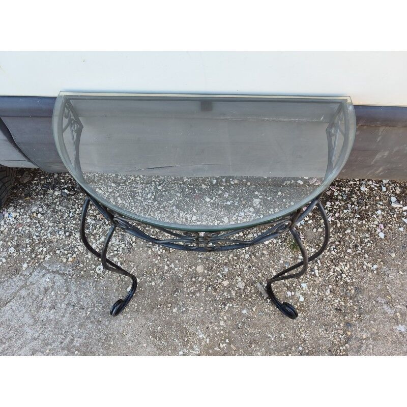 Console fer forgé plateau verre