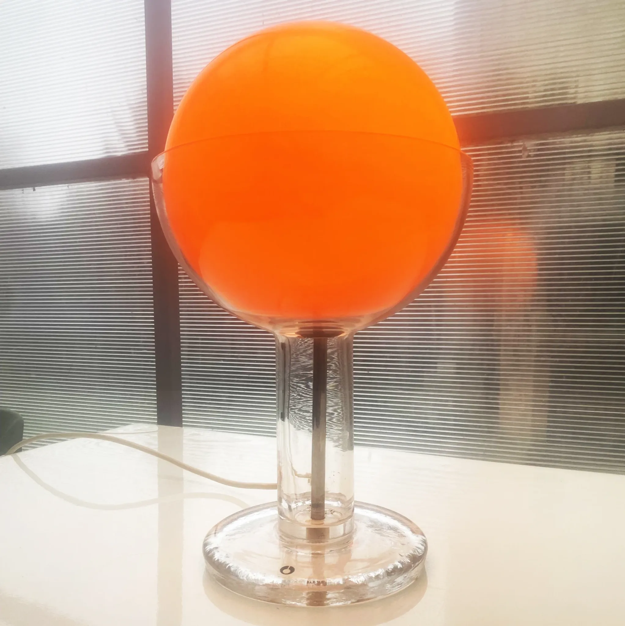 Rare glass art lamp by Eva Englund for Pukeberg from the 1970s.