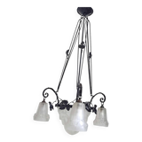 Degué 4-light Art Deco chandelier Width 62 cm Height 93 cm