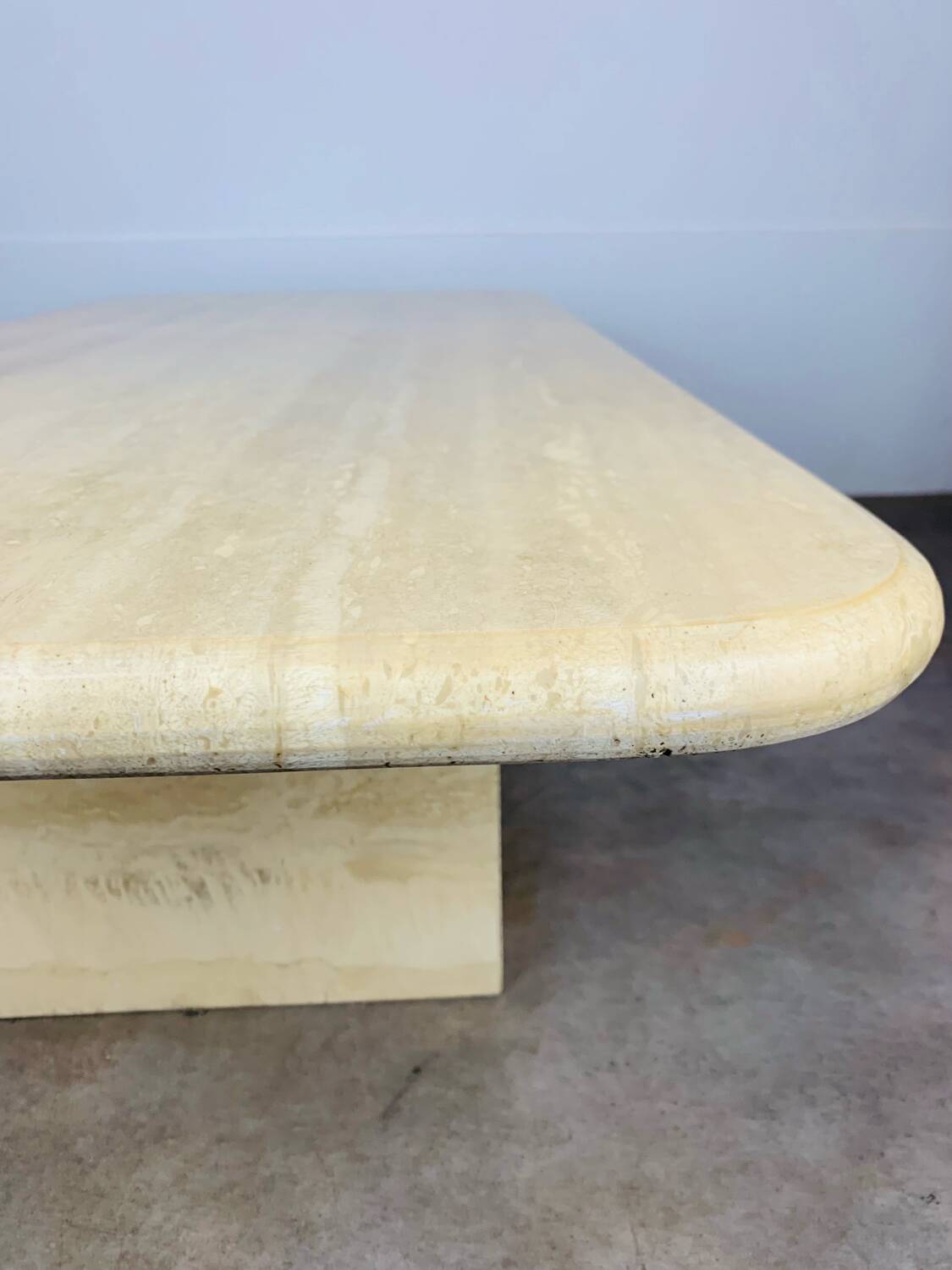 Rectangular travertine coffee table