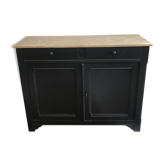 Buffet parisien ancien noir absolu & plateau bois