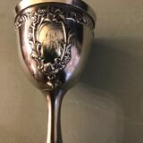 Coquetier Napoleon III solid silver poiçon Minerve with monogram L.M