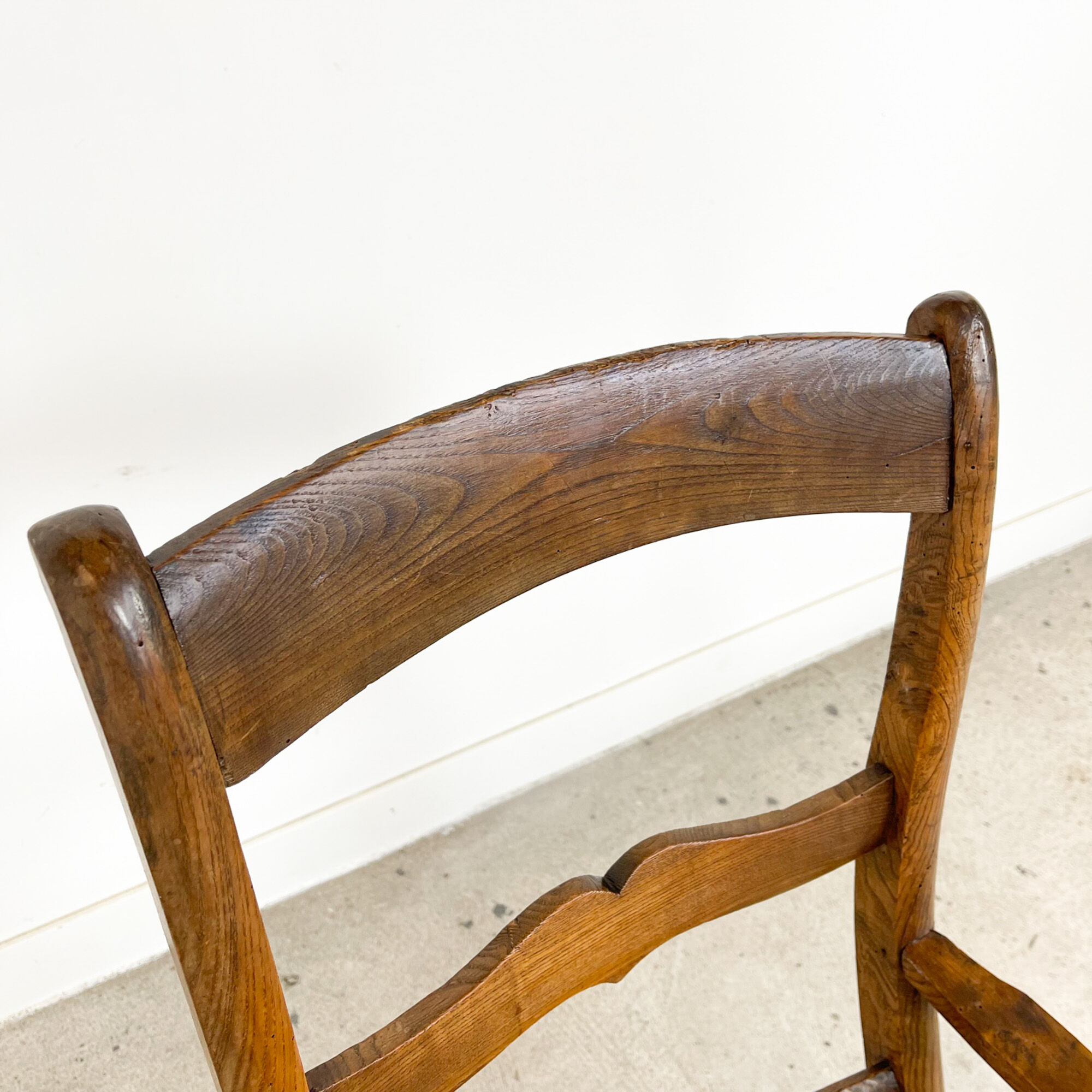 Antique oak armchair with cane seat 19th century